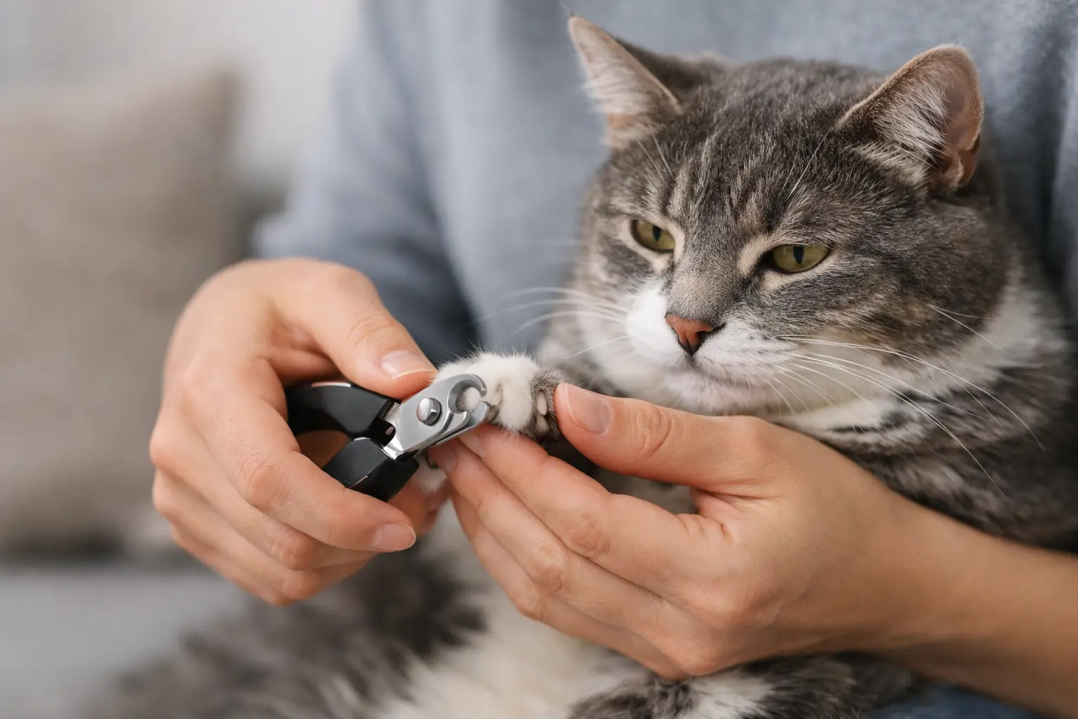 Cómo cortar las uñas al gato sin estrés