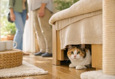 gato se esconde con visitas
