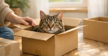 gatos y cajas de carton