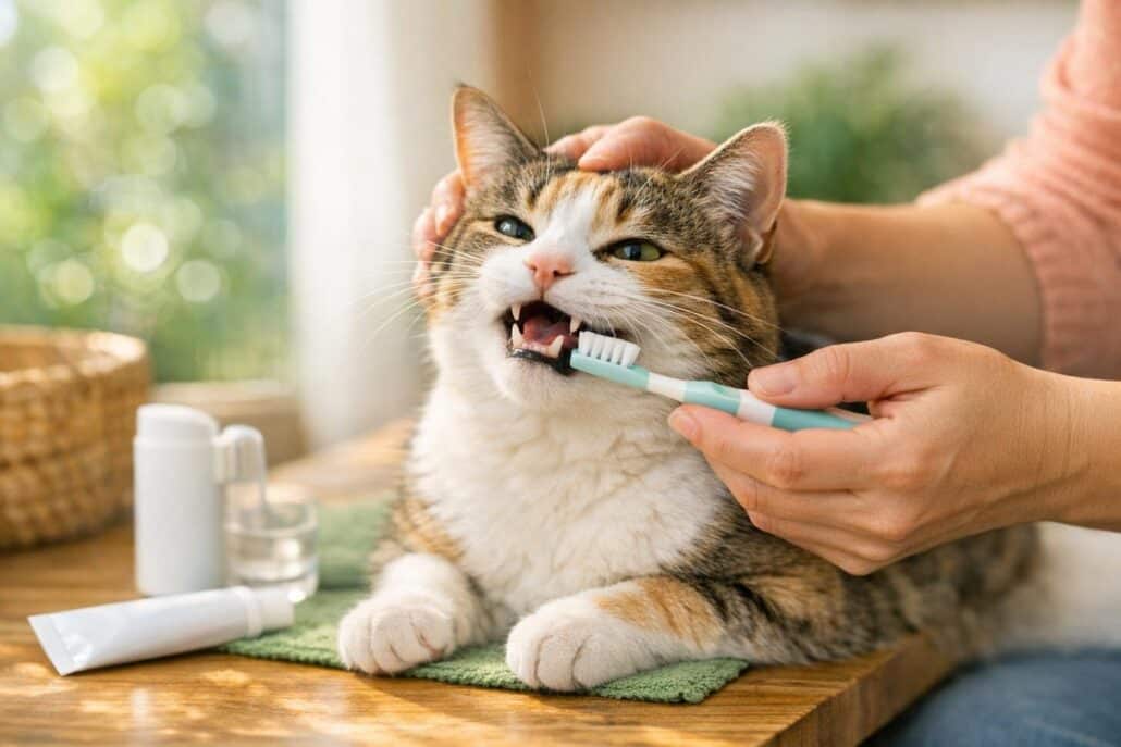 higiene dental gato