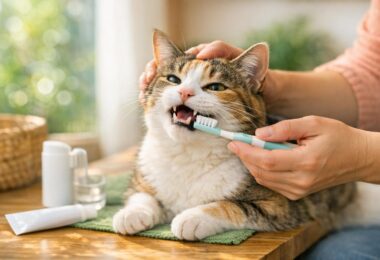 higiene dental gato