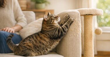 gato arana el sofa
