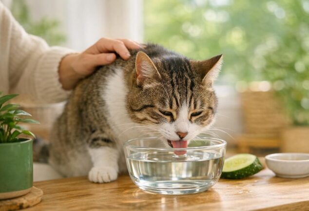 gato bebe poca agua