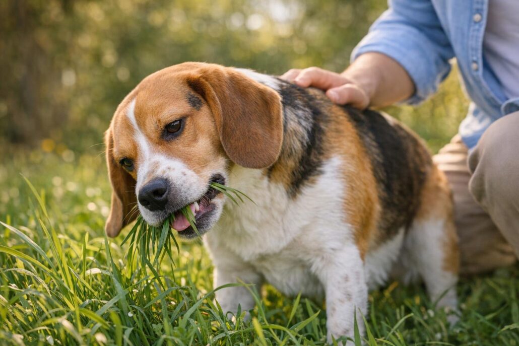 perro come hierba