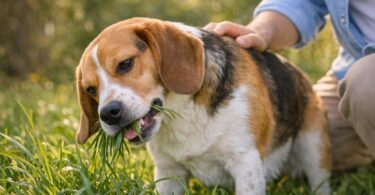 perro come hierba