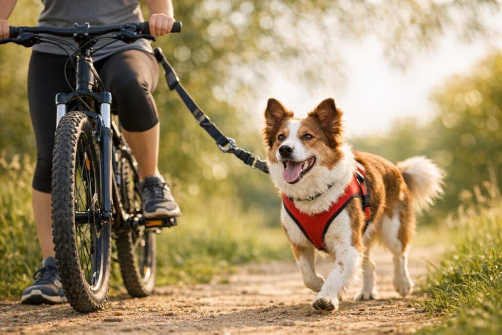 correr con el perro bicicleta