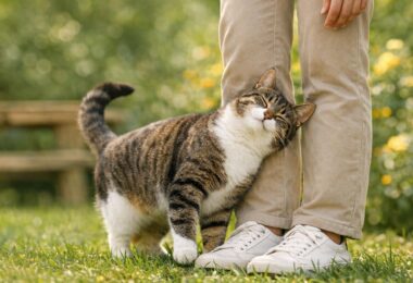 gato se frota en las piernas