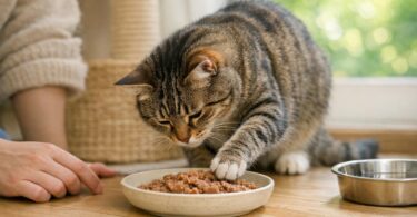 gato tapa la comida