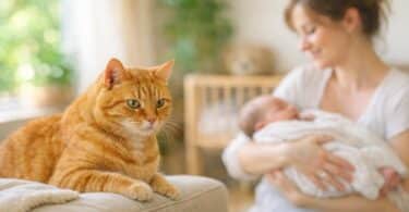 gato y bebe recien nacido