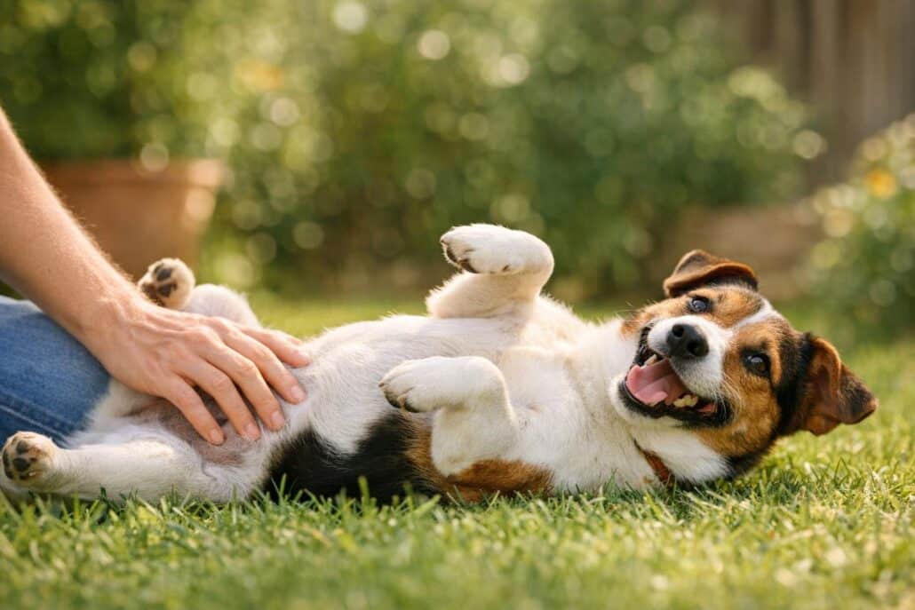 perro ensena la barriga