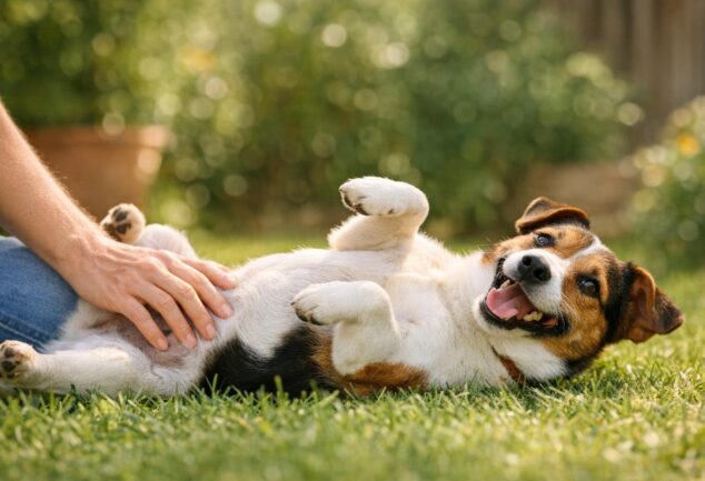 perro ensena la barriga