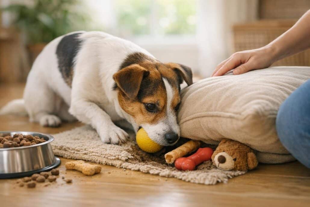 perro esconde comida