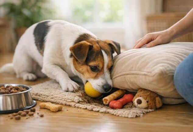 perro esconde comida