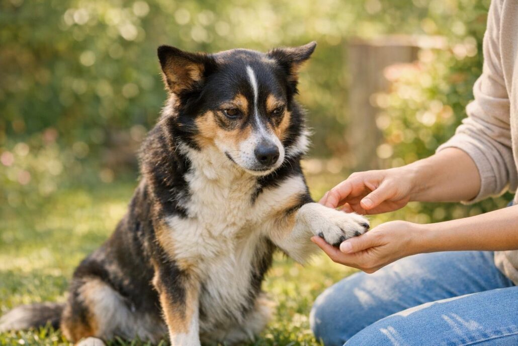 perro no deja tocar las patas